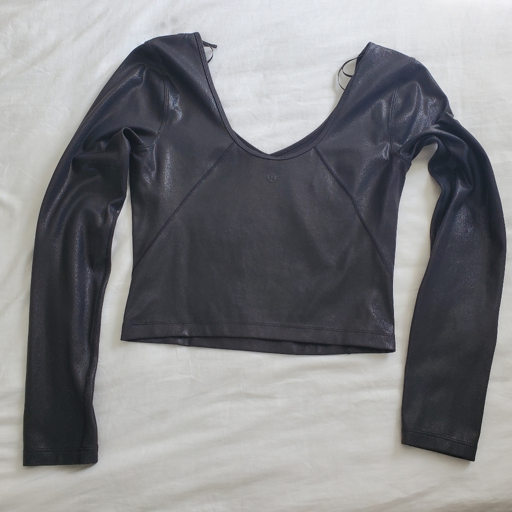 Lululemon Align Shine Crop Longsleeve Top Black S - Picture 4 of 6